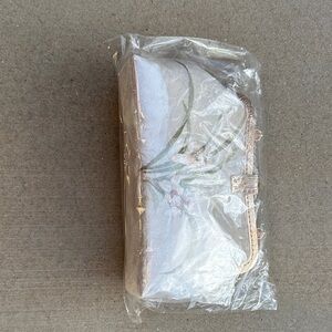 Elegant Floral Embroidered Clutch Wristlet in Light Silver